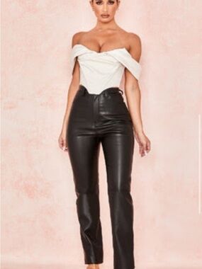 House of CB Black Vegan  Leather Trousers